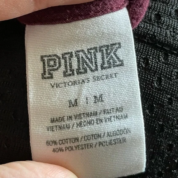 Victoria’s Secret PINK Burgundy Varsity Lounging Tee sequins M - Picture 3 of 3